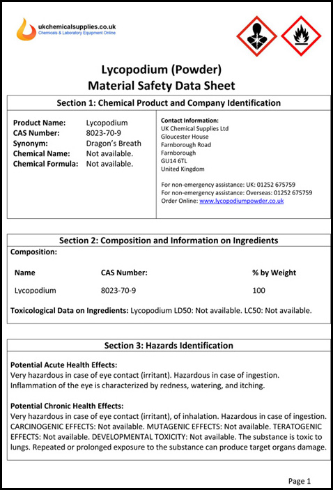 MSDS Page 1